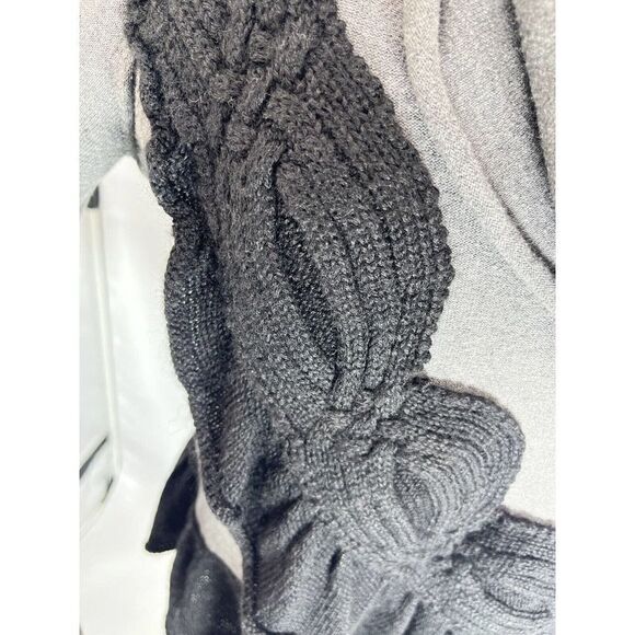 Anthropologie Moth Large Switching Sides Sweater-Cable Knit Cowl Neck Black Gray - Picture 9 of 12